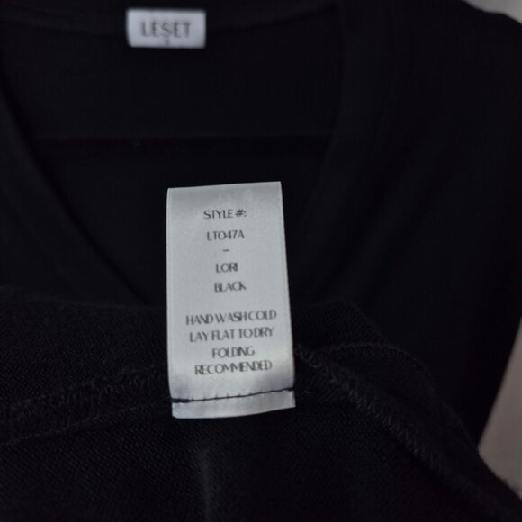 Leset Sweater Womens S Black Knit Pullover Long Sleeve Deep V Neck Top Lori - Picture 6 of 7